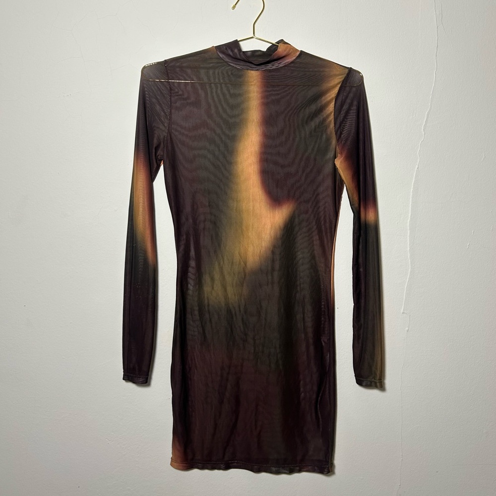 Multicolor Mesh Long Sleeve Dress